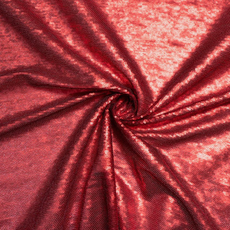 Red Allover Sequinned Stretch Tulle