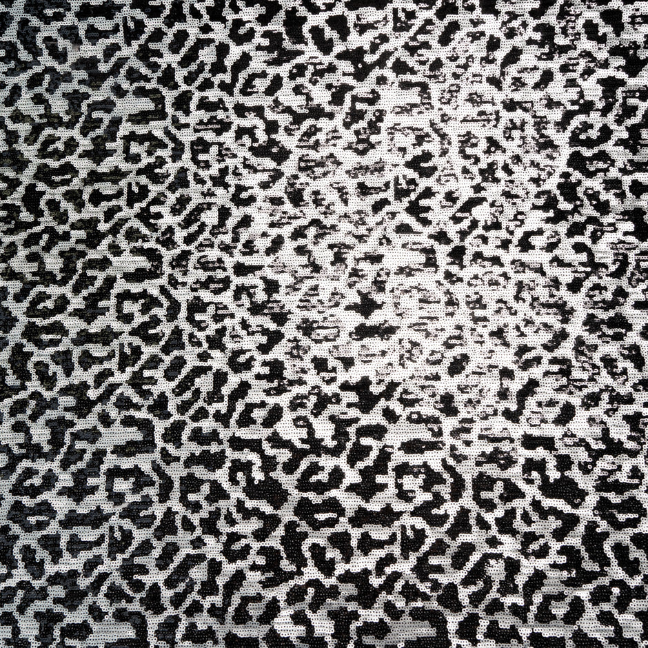 Black & Silver Animal Style Sequinned Tulle