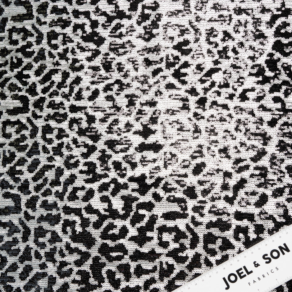 Black & Silver Animal Style Sequinned Tulle