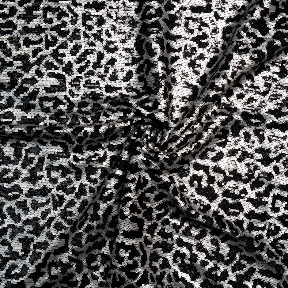 Black & Silver Animal Style Sequinned Tulle