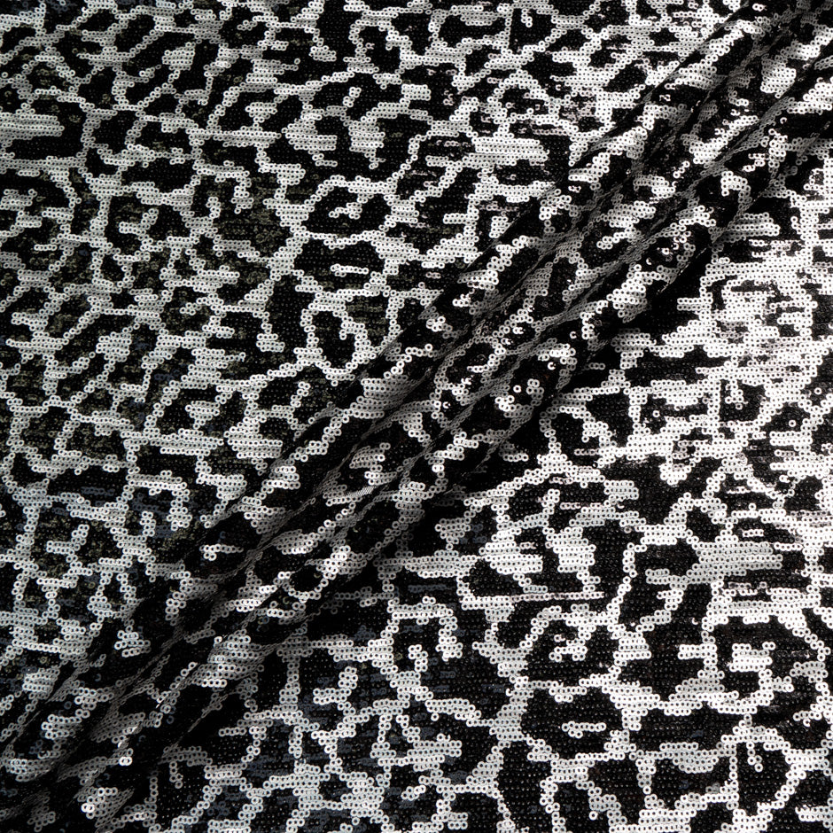 Black & Silver Animal Style Sequinned Tulle