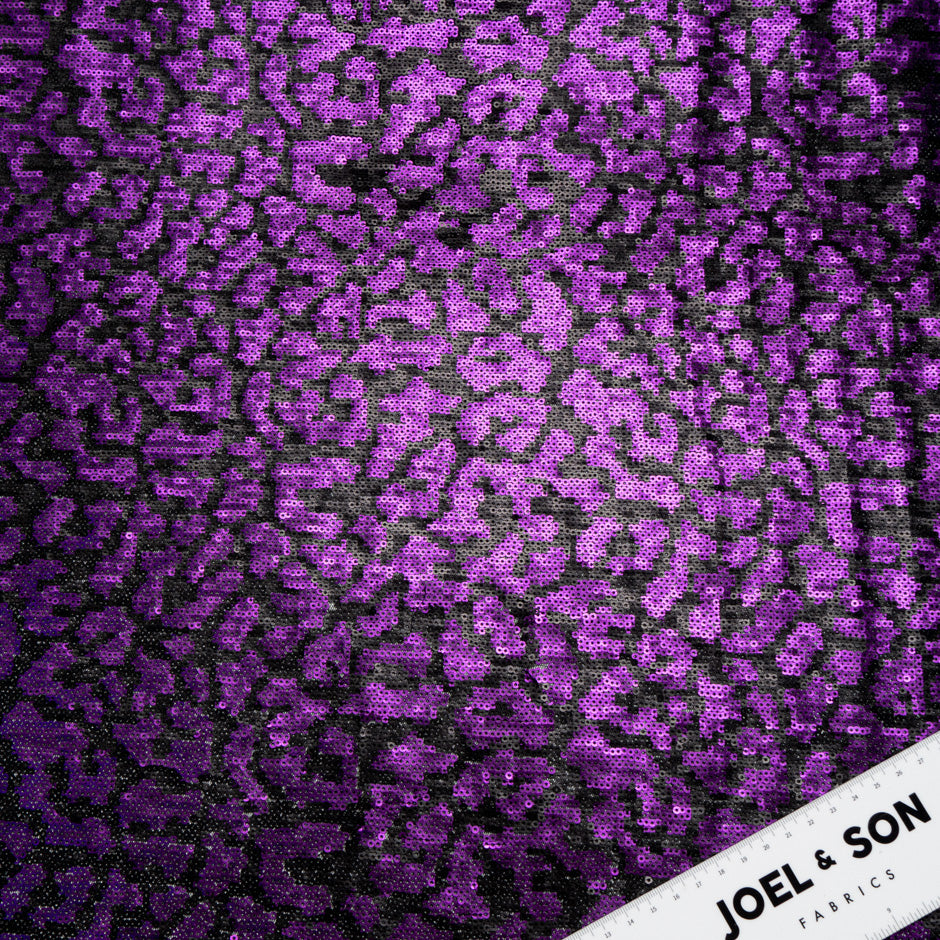 Magenta & Black Animal Style Sequinned Tulle