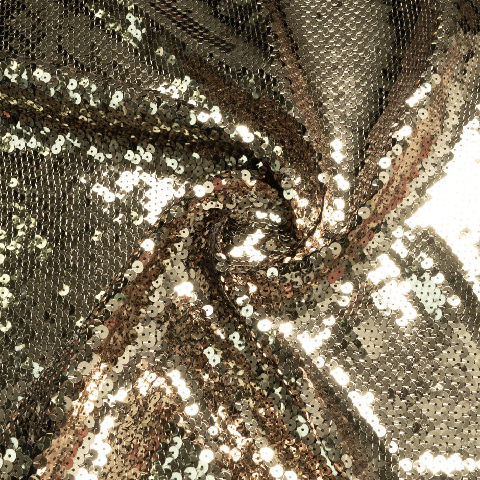 Gold Sequinned Black Silk Georgette