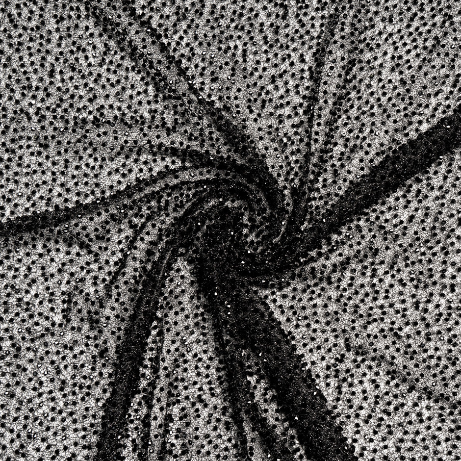 Black Hand Beaded Mesh Tulle