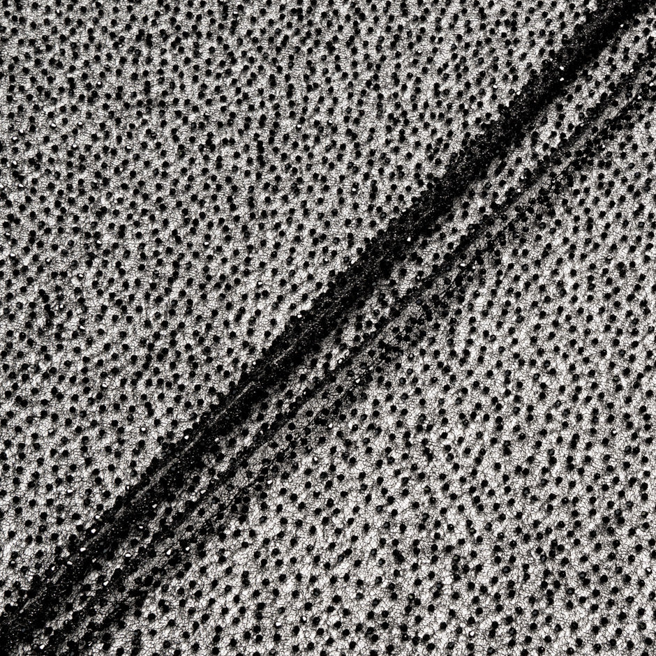 Black Hand Beaded Mesh Tulle