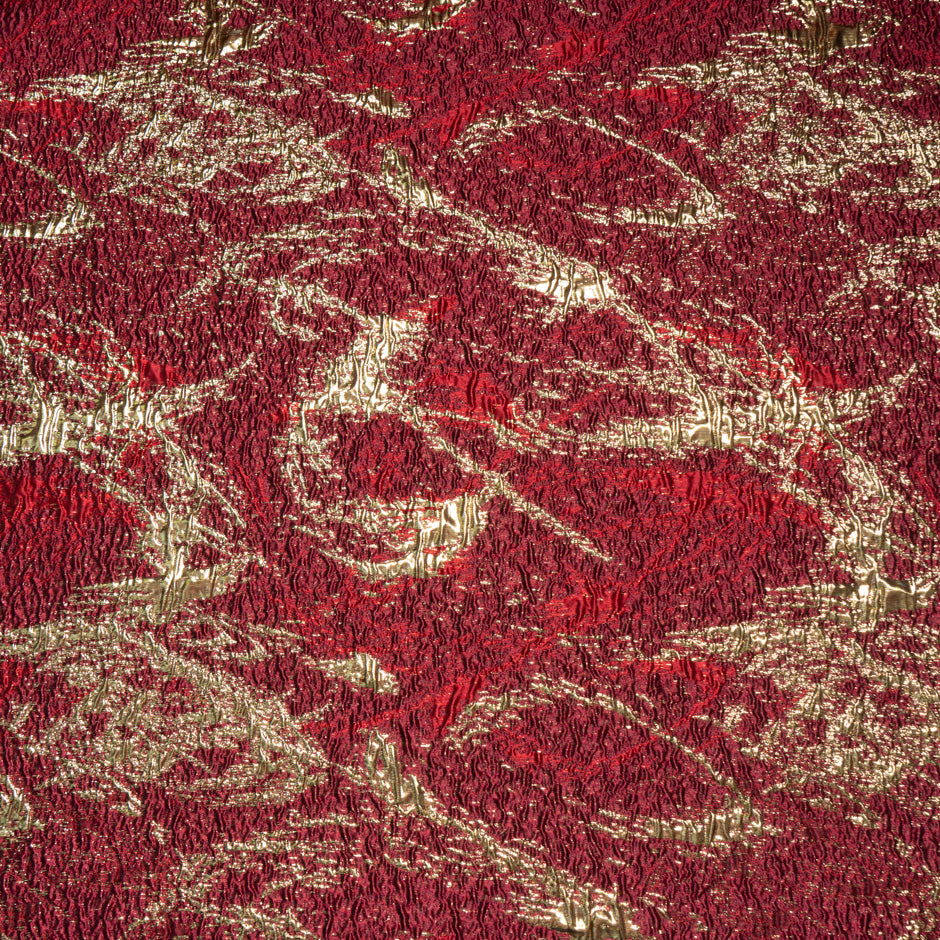 Gold on Burgundy Metallic Cloqué