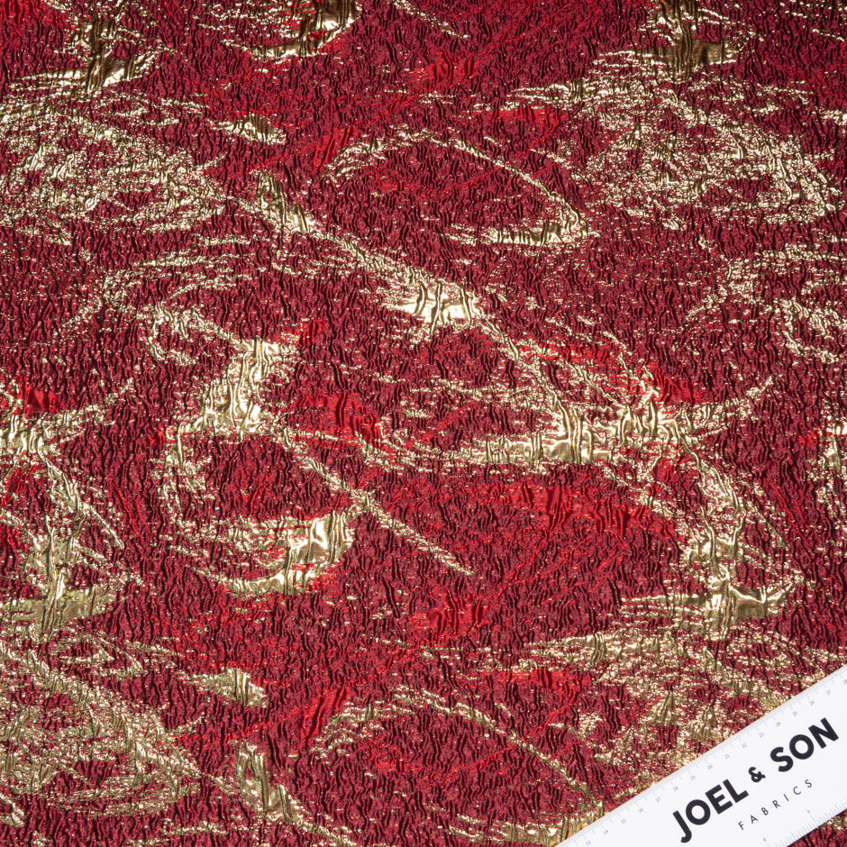 Gold on Burgundy Metallic Cloqué