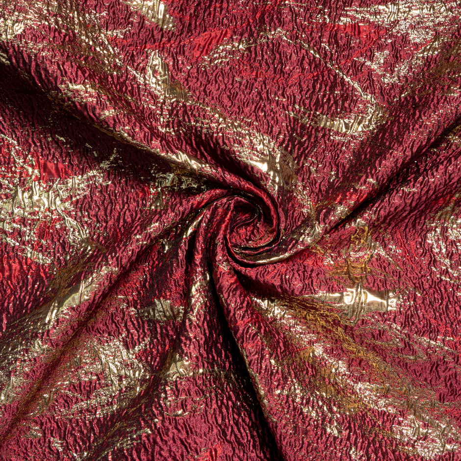 Gold on Burgundy Metallic Cloqué