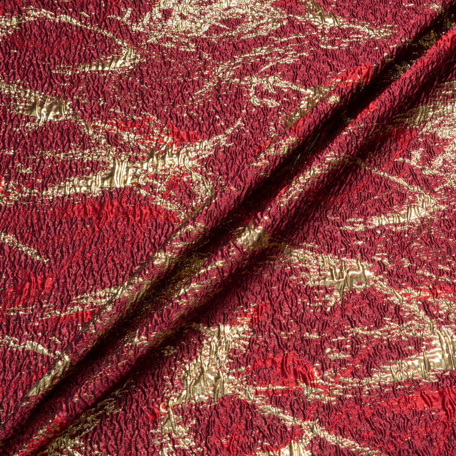 Gold on Burgundy Metallic Cloqué