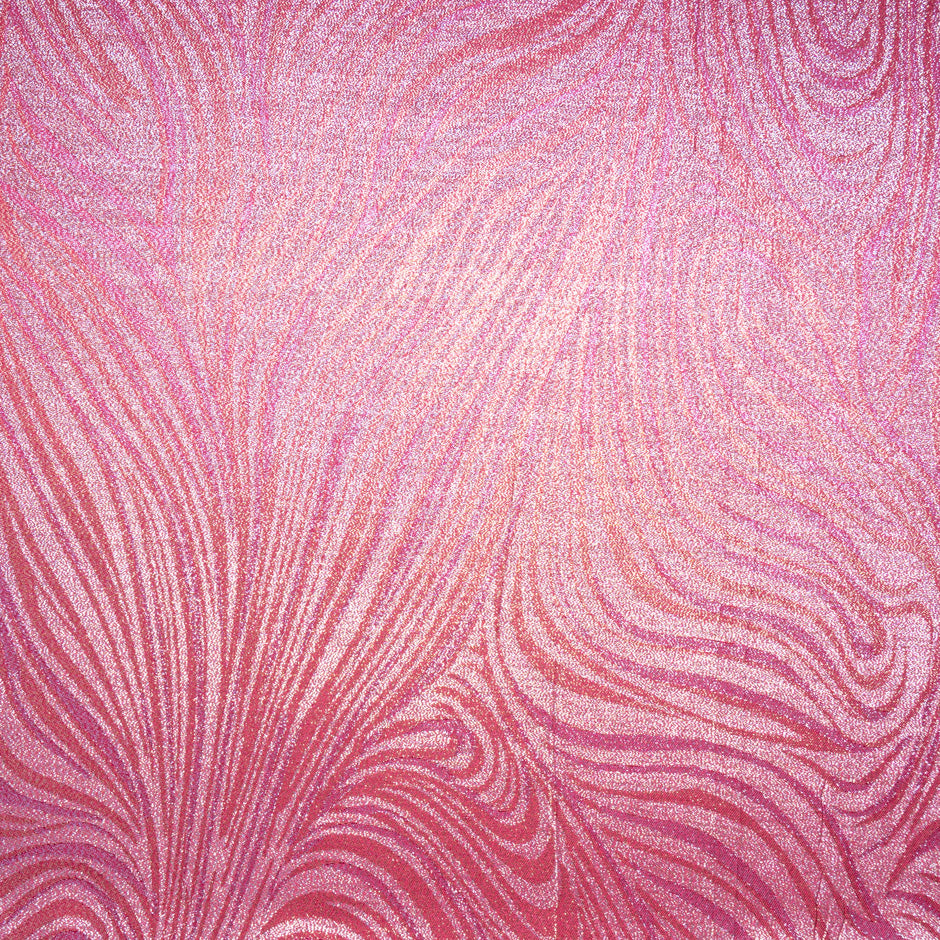 Multi-Coloured Metallic Burgundy Silk Georgette