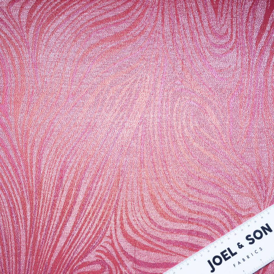 Multi-Coloured Metallic Burgundy Silk Georgette