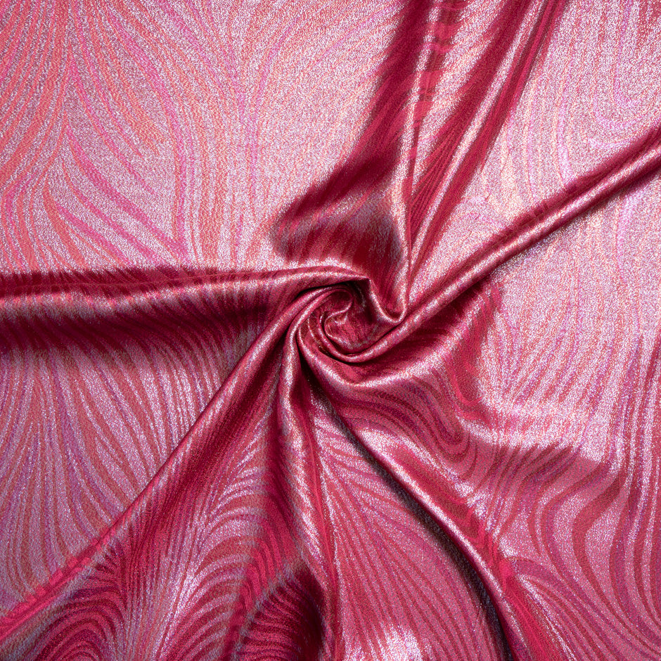 Multi-Coloured Metallic Burgundy Silk Georgette