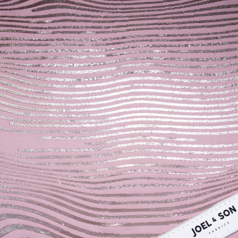 Muted Gold Metallic Burgundy Silk Chiffon