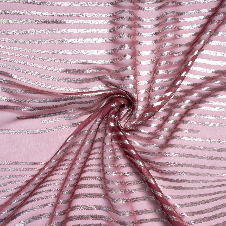 Muted Gold Metallic Burgundy Silk Chiffon