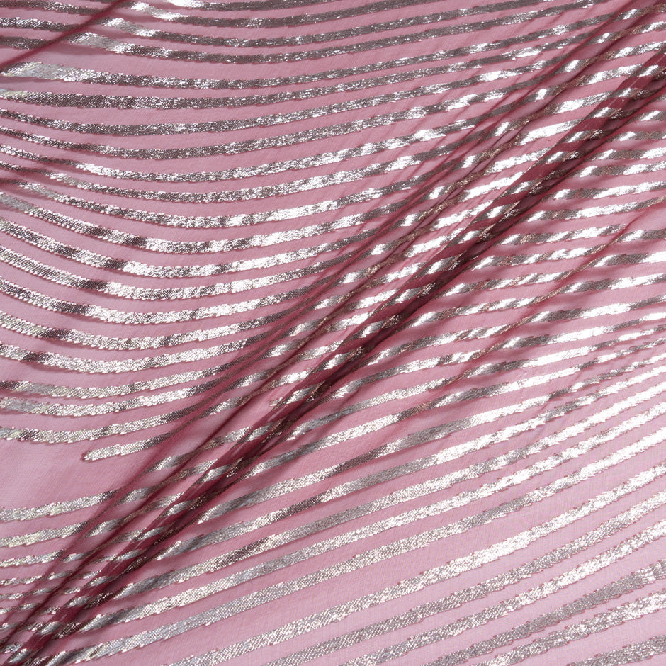 Muted Gold Metallic Burgundy Silk Chiffon