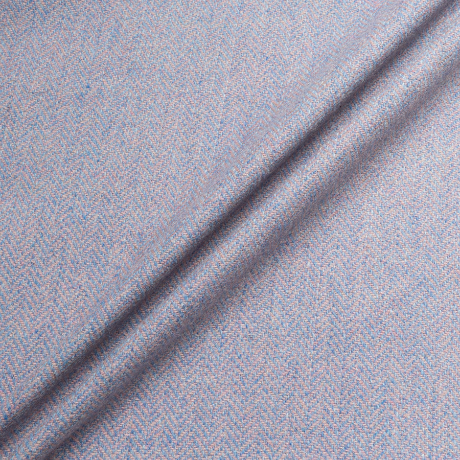 Blue & Pink Pure Wool Herringbone Tweed