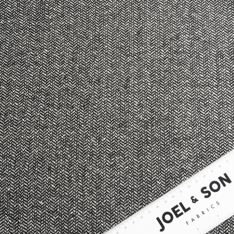 Monochrome Herringbone Wool Blend Tweed