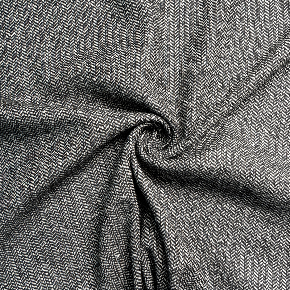 Monochrome Herringbone Wool Blend Tweed