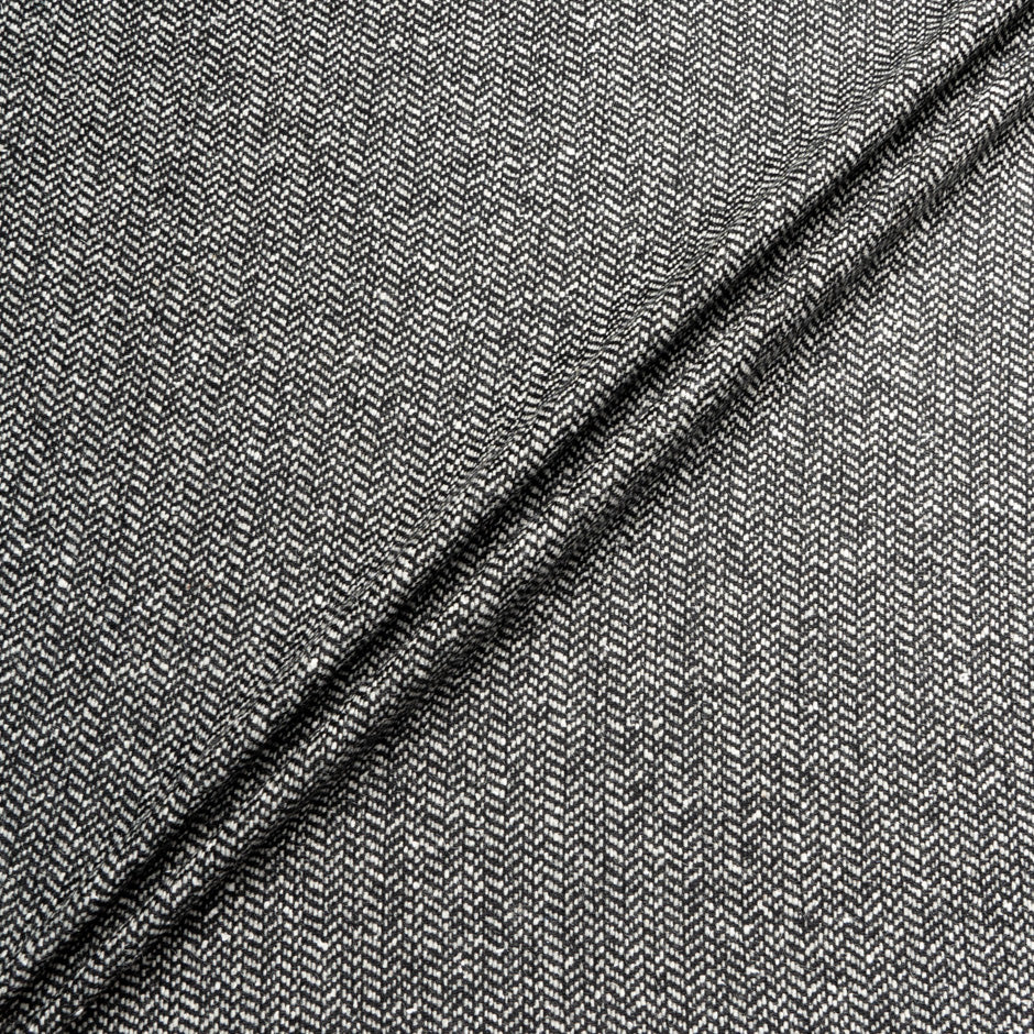 Monochrome Herringbone Wool Blend Tweed
