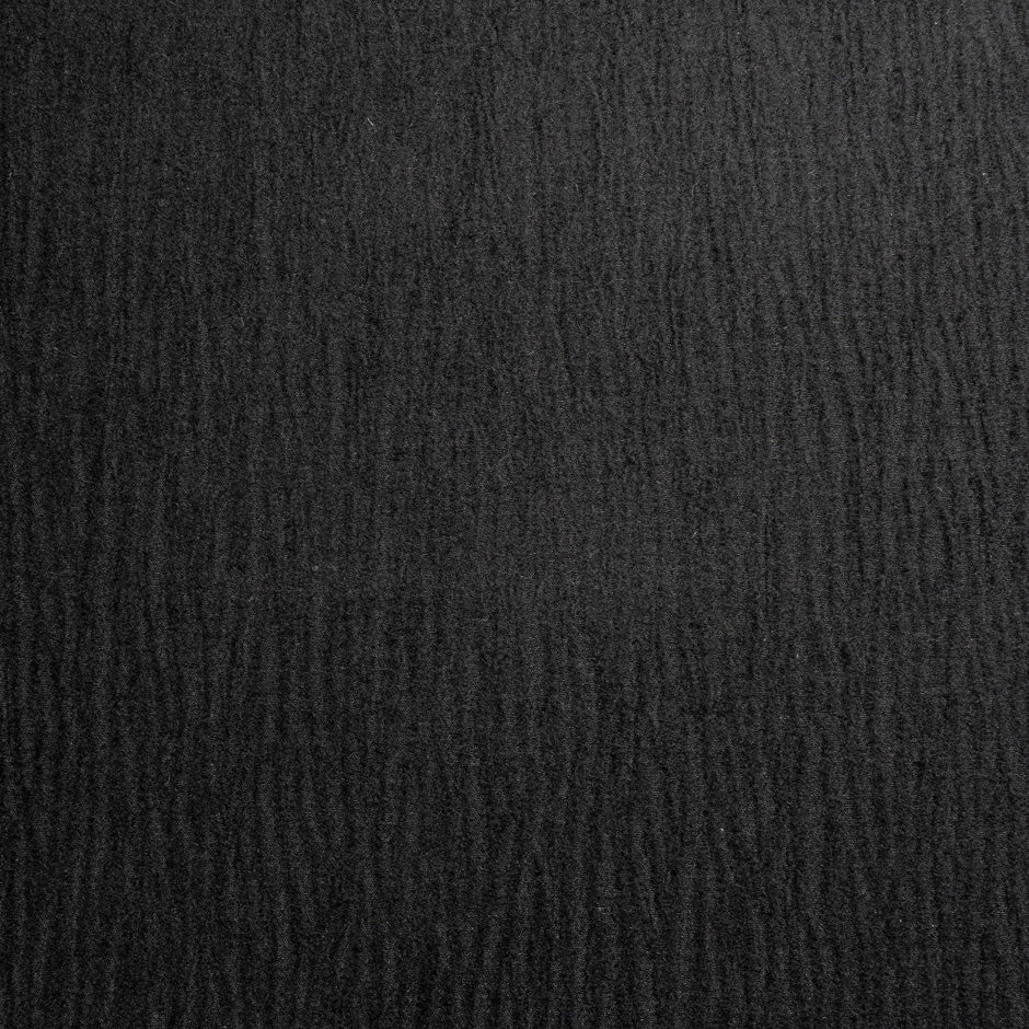 Crinkled Black Pure Wool