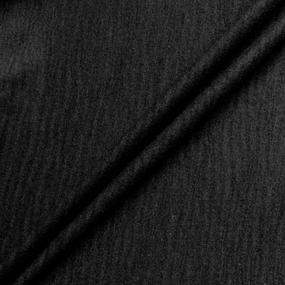 Crinkled Black Pure Wool