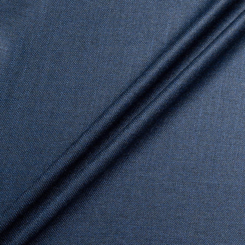 Plain Blue Silk & Wool Suiting