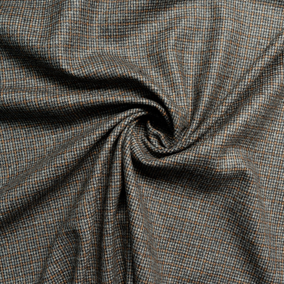 Grey & Orange Mini Checkered Pure Wool Flannel