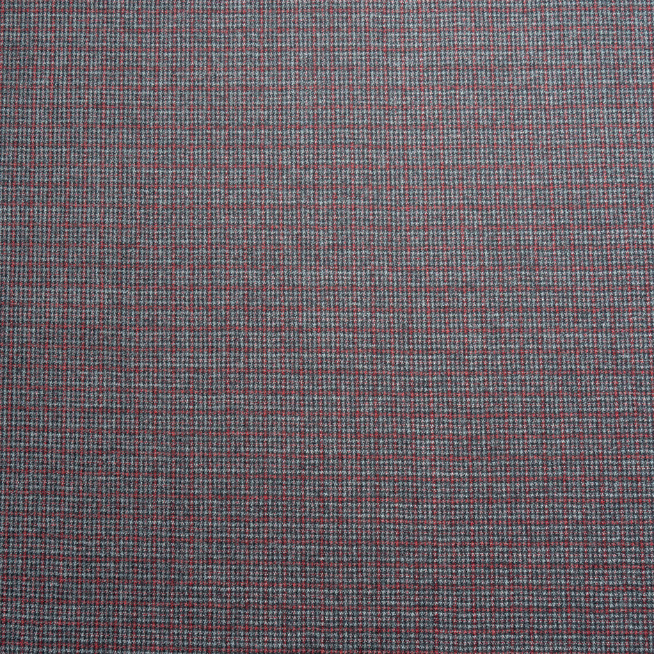 Grey & Red Mini Checkered Pure Wool Flannel