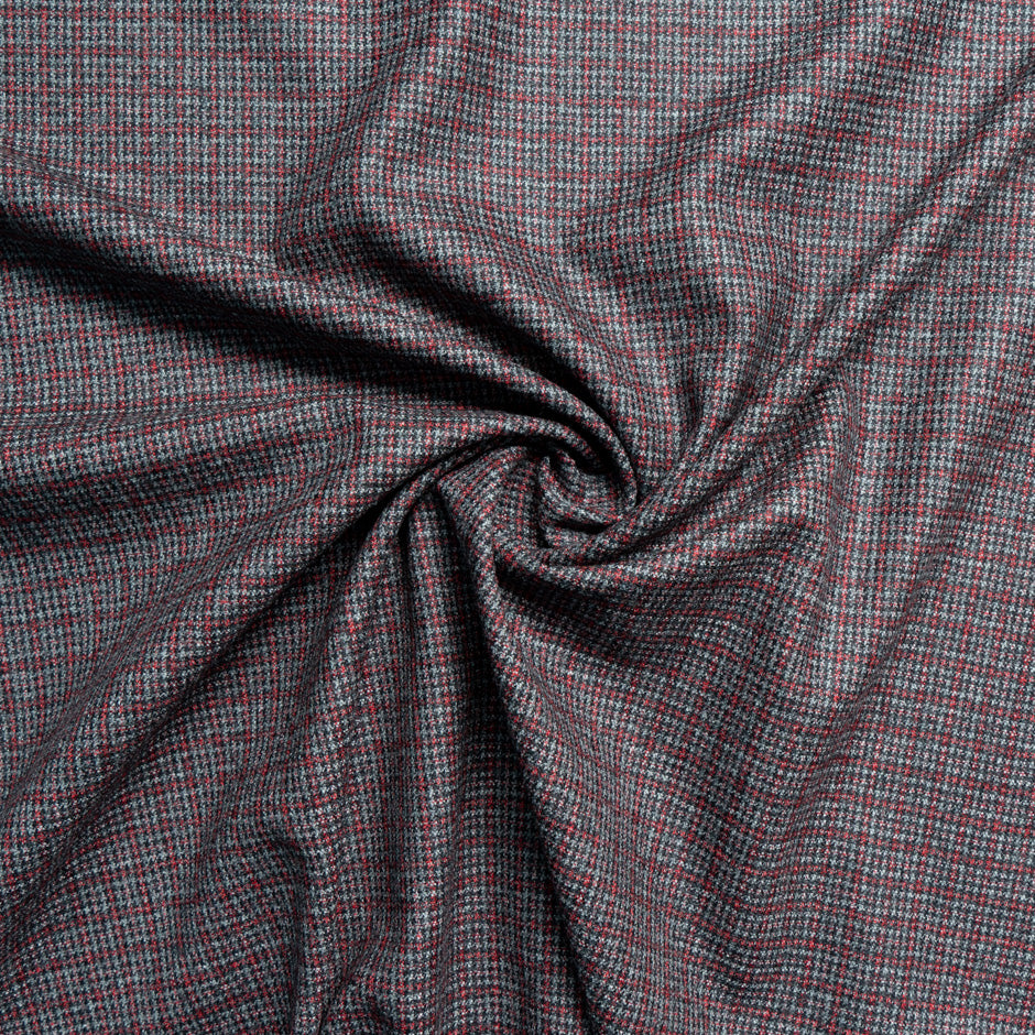 Grey & Red Mini Checkered Pure Wool Flannel