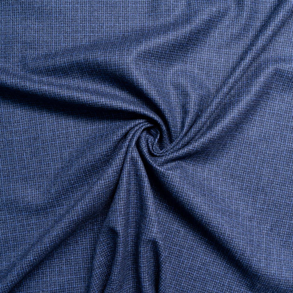 Blue Mini Checkered Pure Wool Flannel