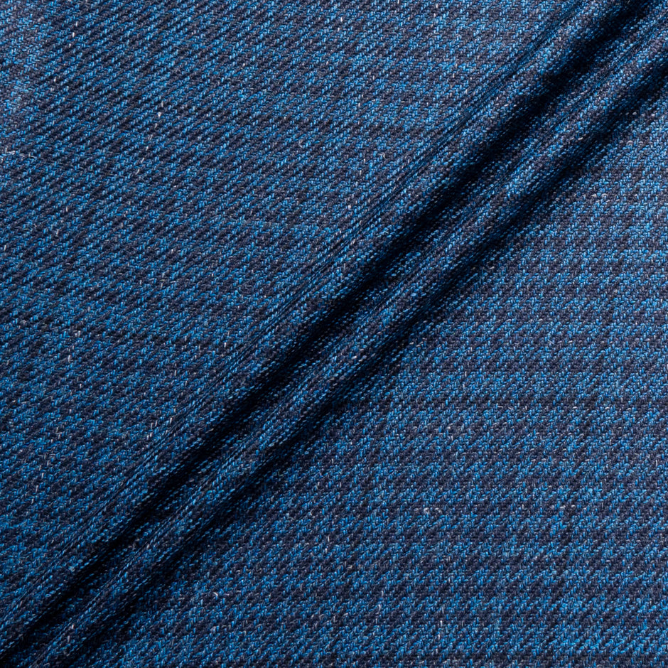 Blue Dogtooth Wool, Silk & Linen Blend