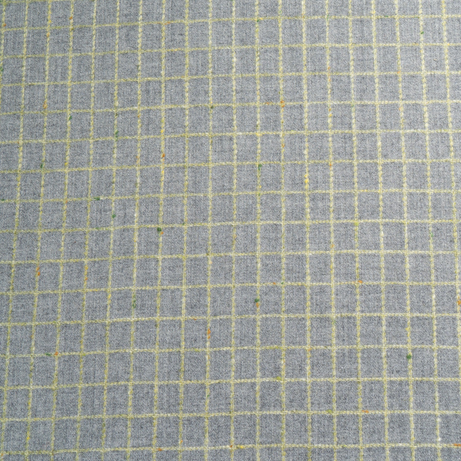 Yellow Checkered Mid Grey Pure Wool