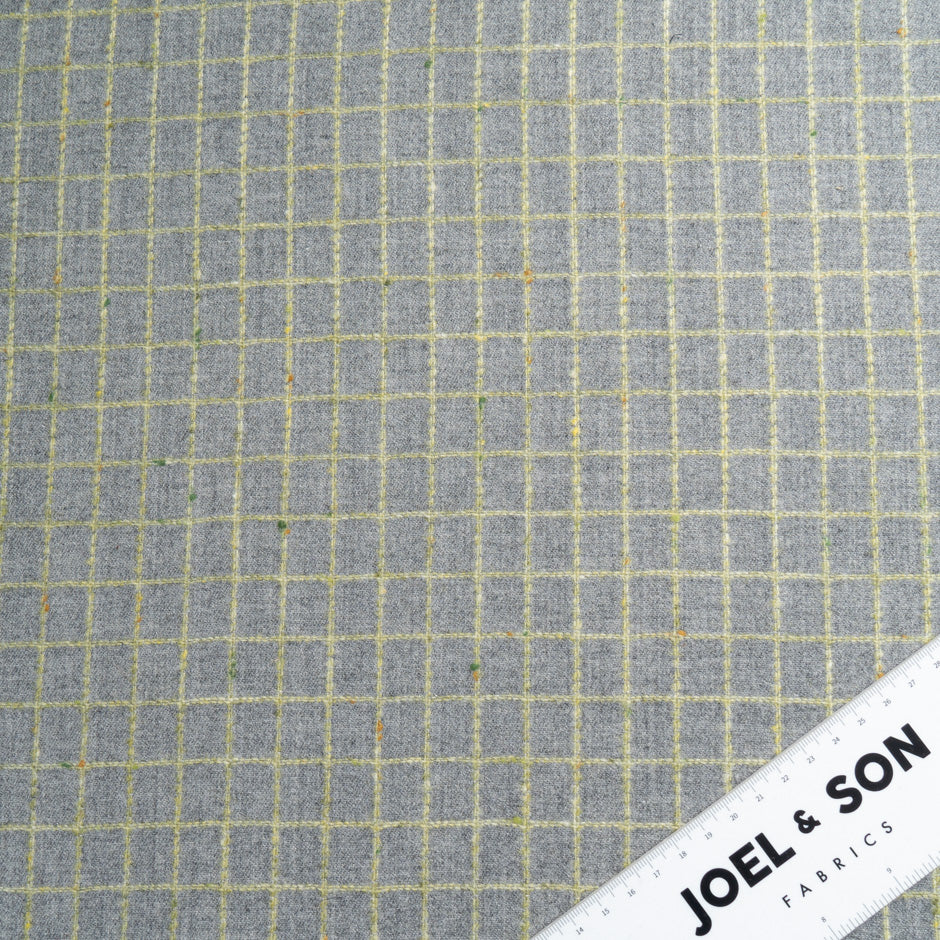 Yellow Checkered Mid Grey Pure Wool