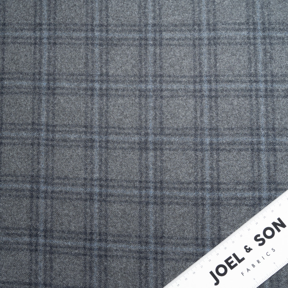 Dark Blue & Grey Checkered Pure Wool