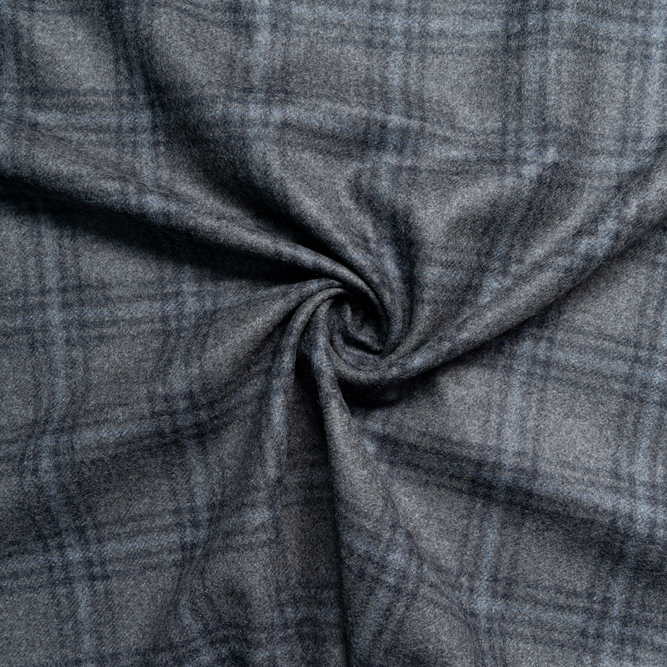 Dark Blue & Grey Checkered Pure Wool