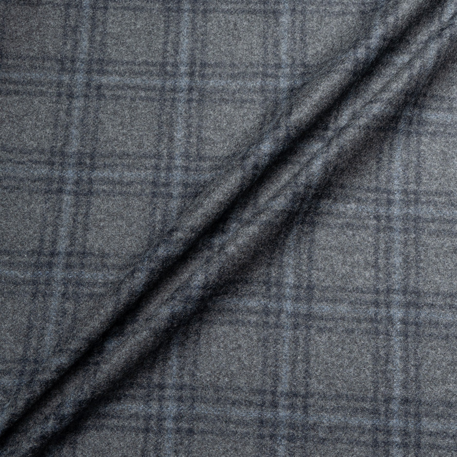 Dark Blue & Grey Checkered Pure Wool
