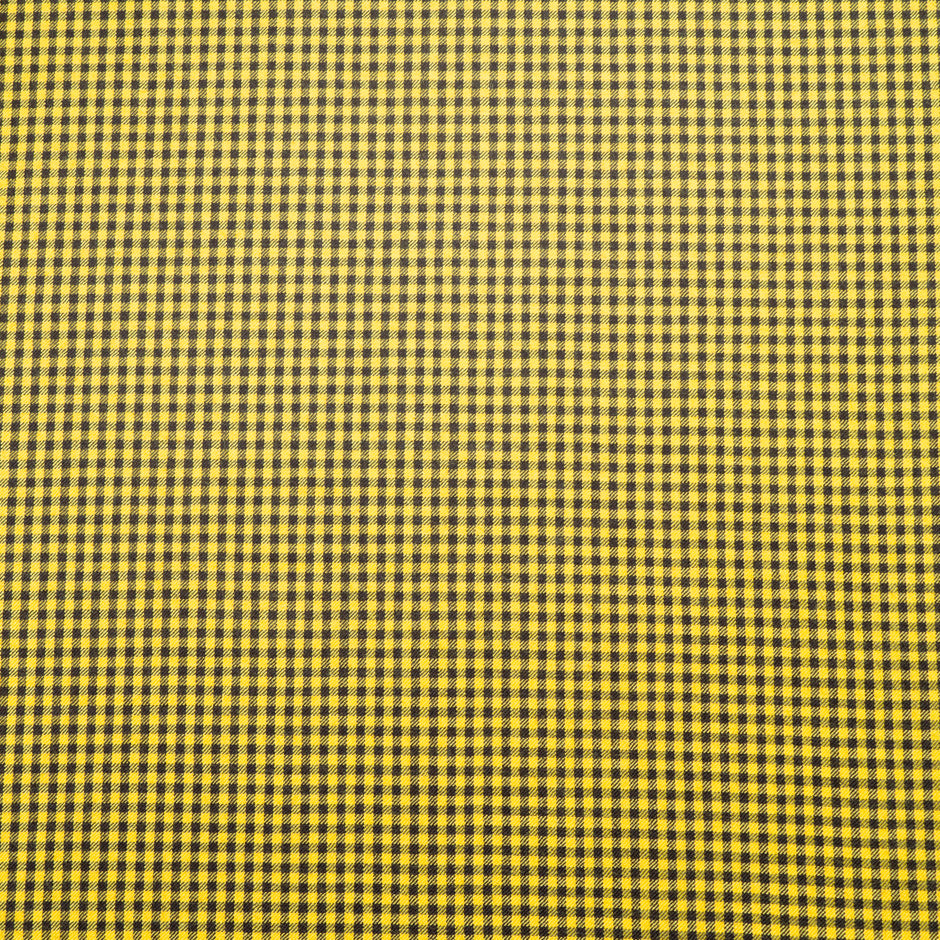 Dark Brown & Yellow Gingham Checkered Wool Flannel