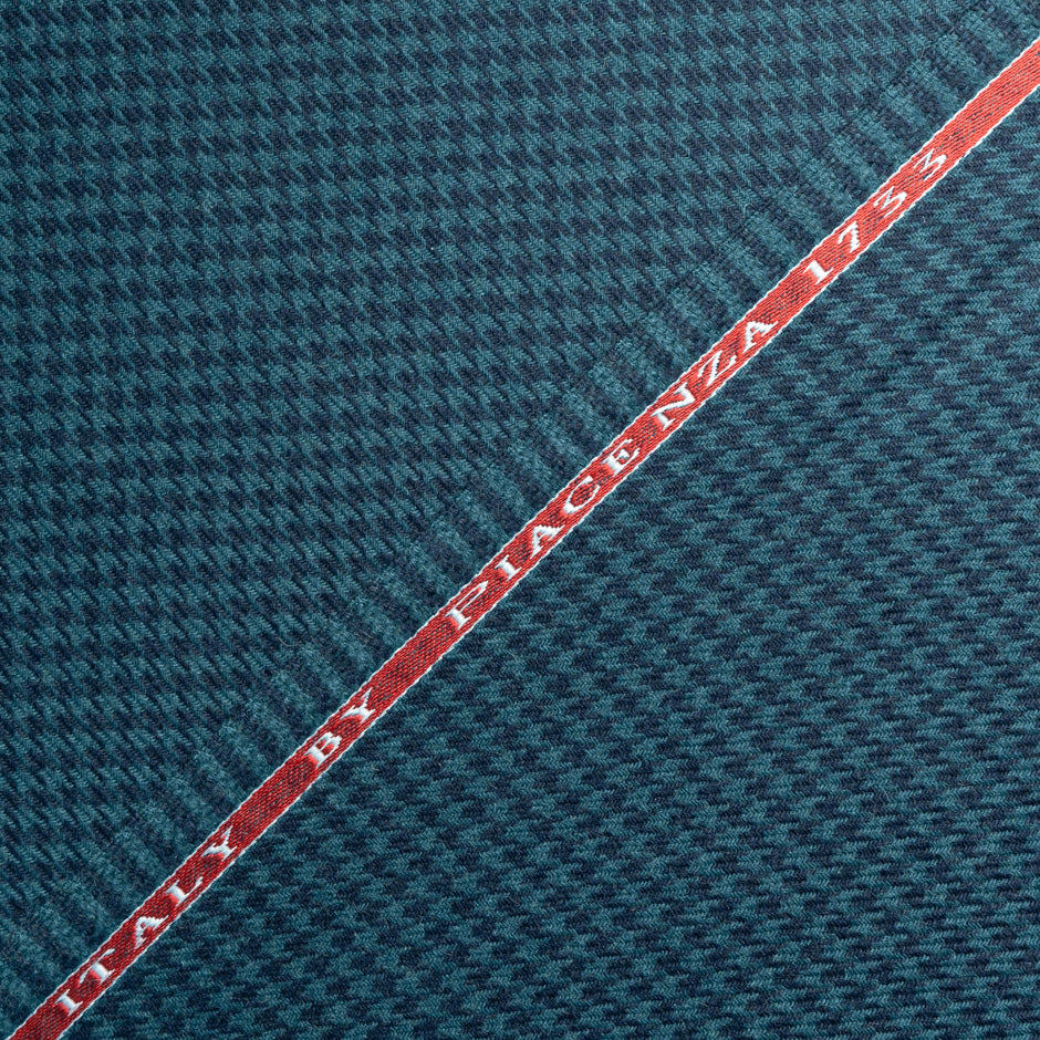 Navy & Teal Dogtooth Baby Camel Hair