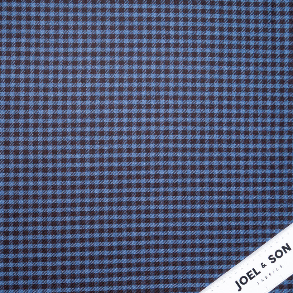 Blue & Bordeaux Checkered Super 110s Flannel