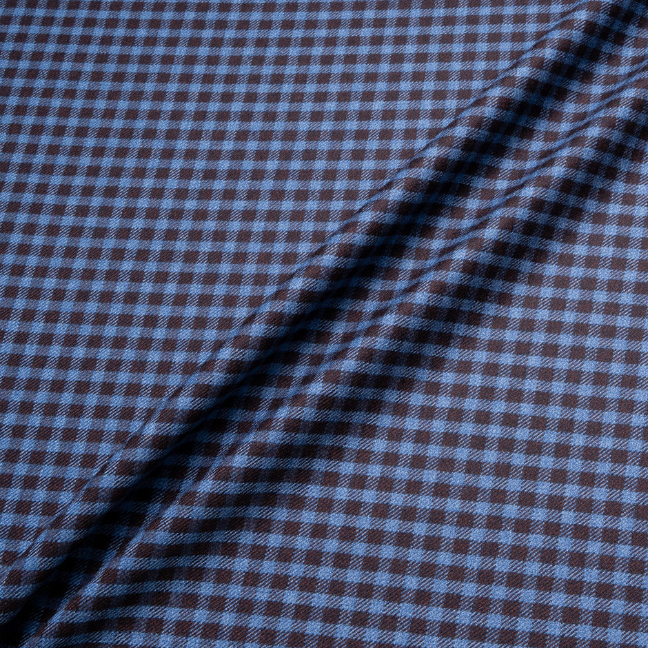 Blue & Bordeaux Checkered Super 110s Flannel