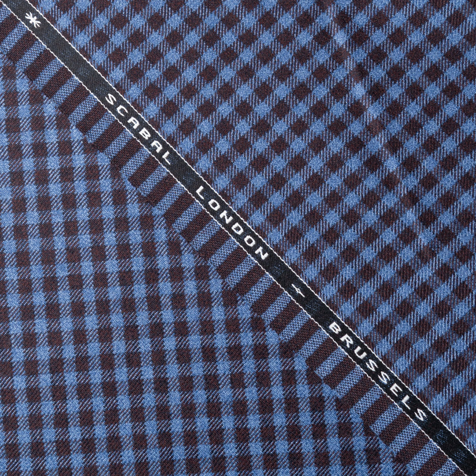 Blue & Bordeaux Checkered Super 110s Flannel