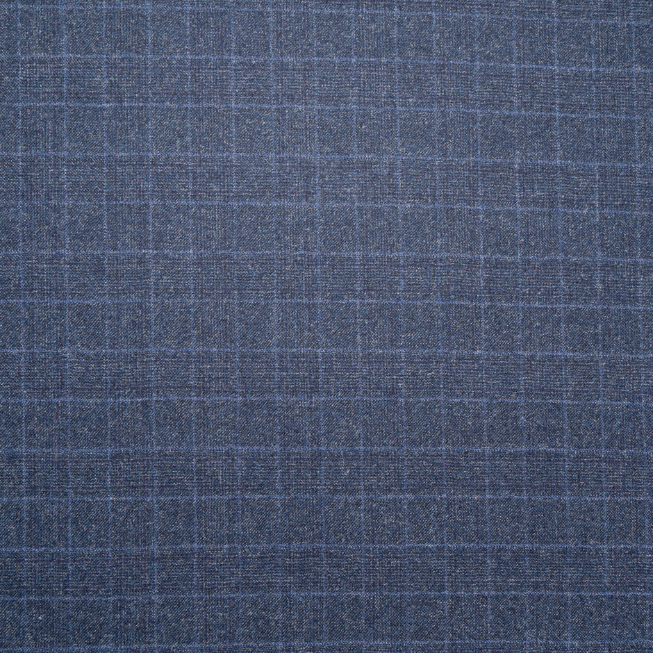 Dark Blue Checkered Extrafine Wool