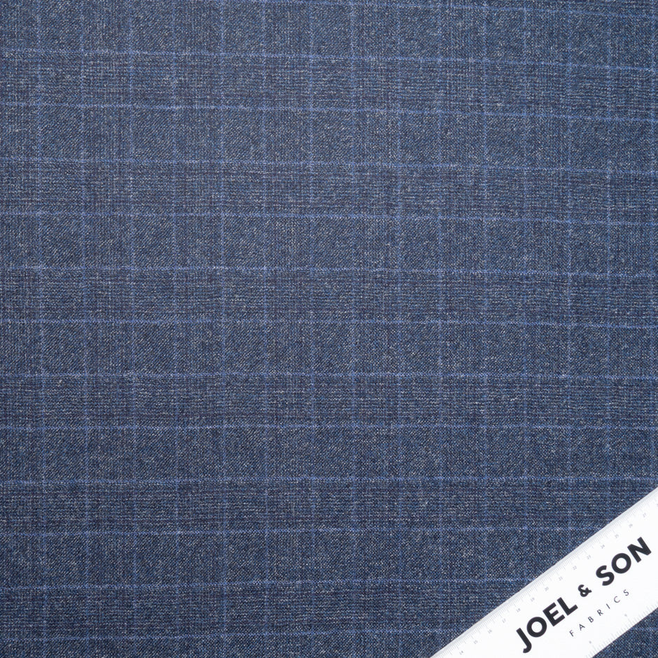 Dark Blue Checkered Extrafine Wool