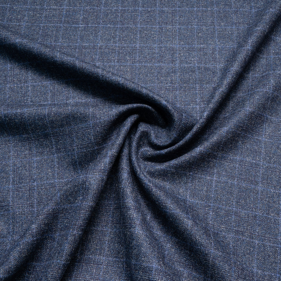 Dark Blue Checkered Extrafine Wool