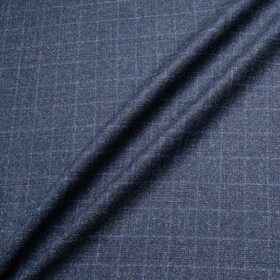 Dark Blue Checkered Extrafine Wool