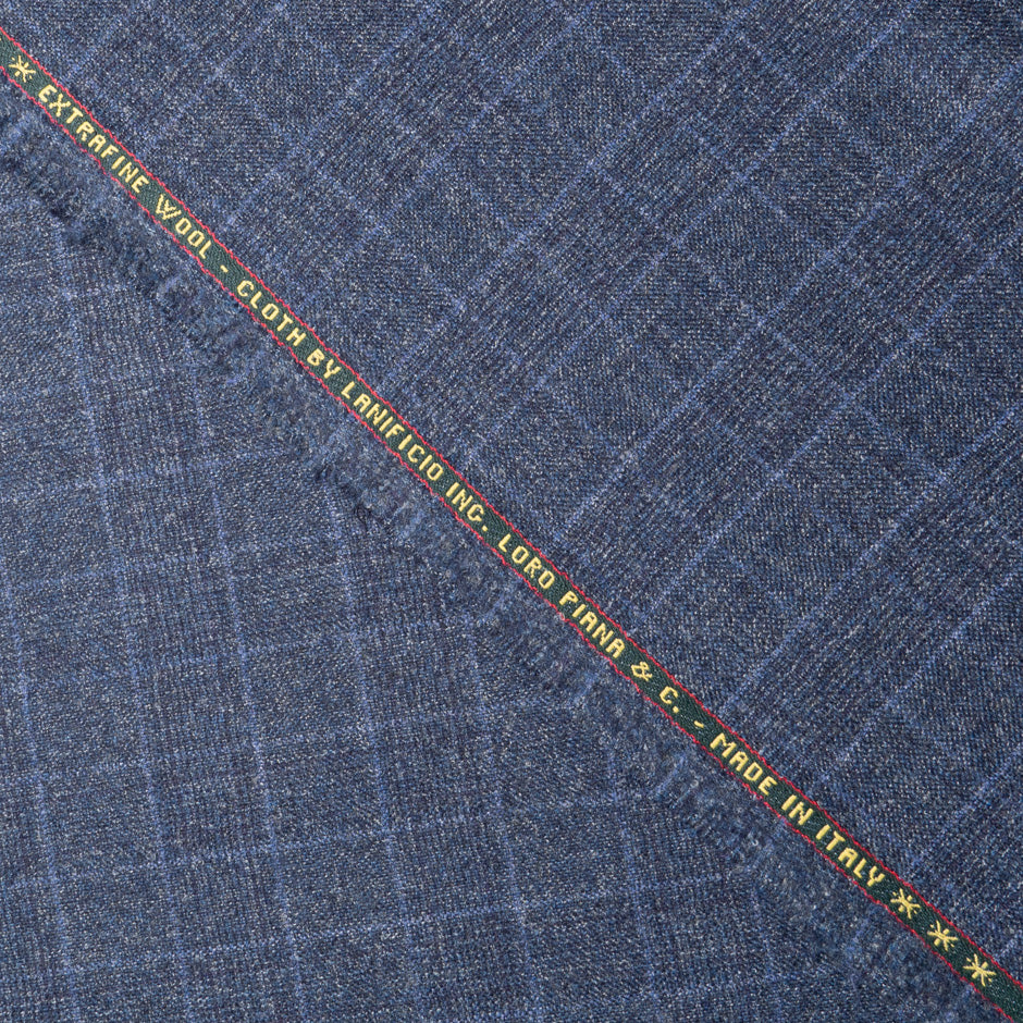 Dark Blue Checkered Extrafine Wool