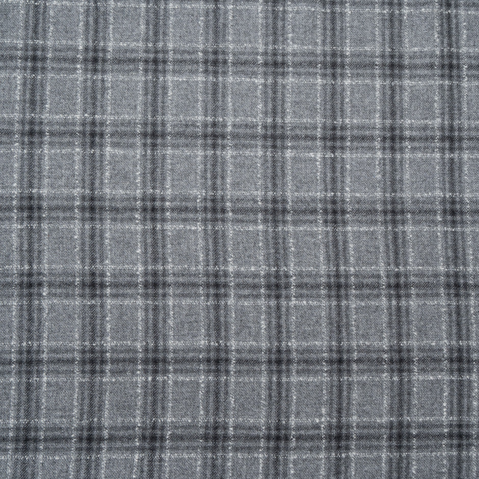 Grey Checkered Wool & Cashmere Blend