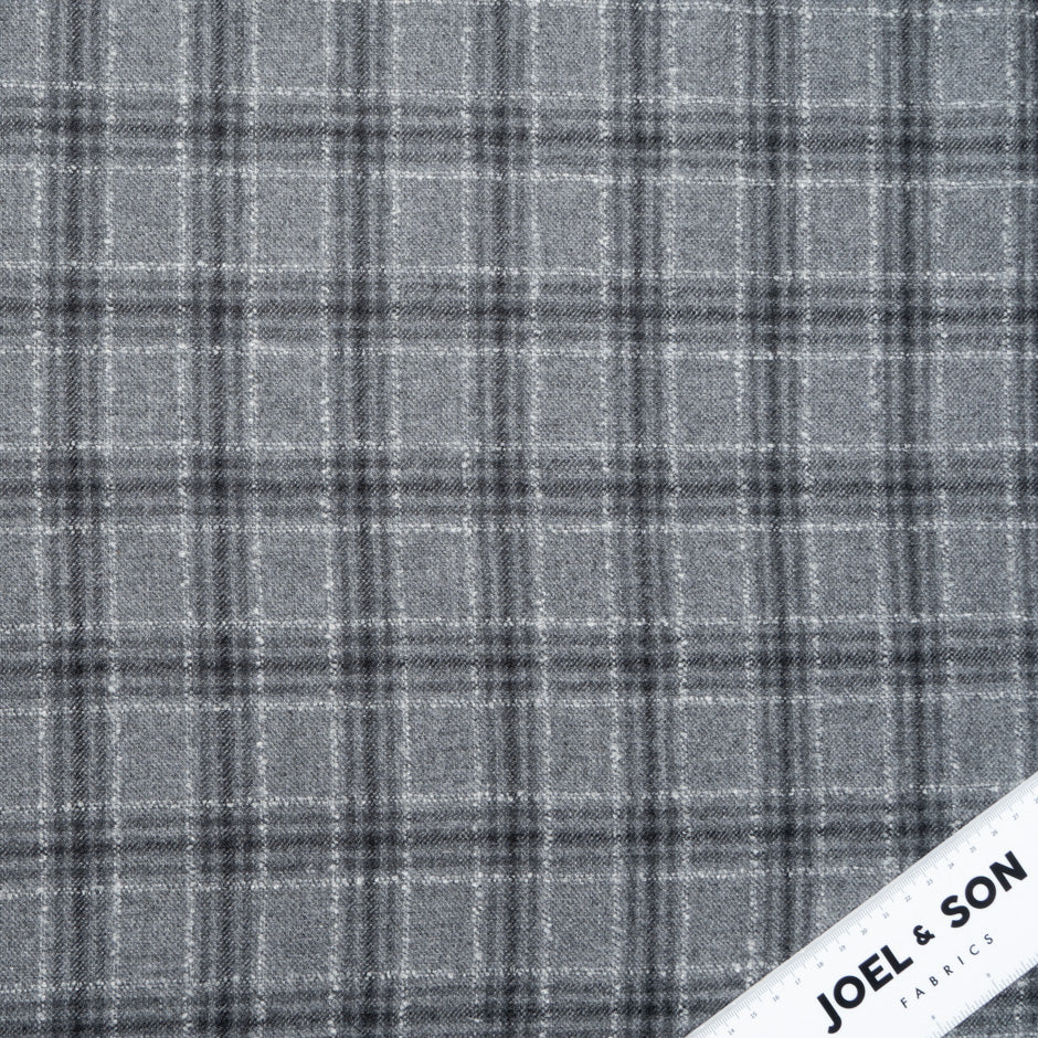 Grey Checkered Wool & Cashmere Blend