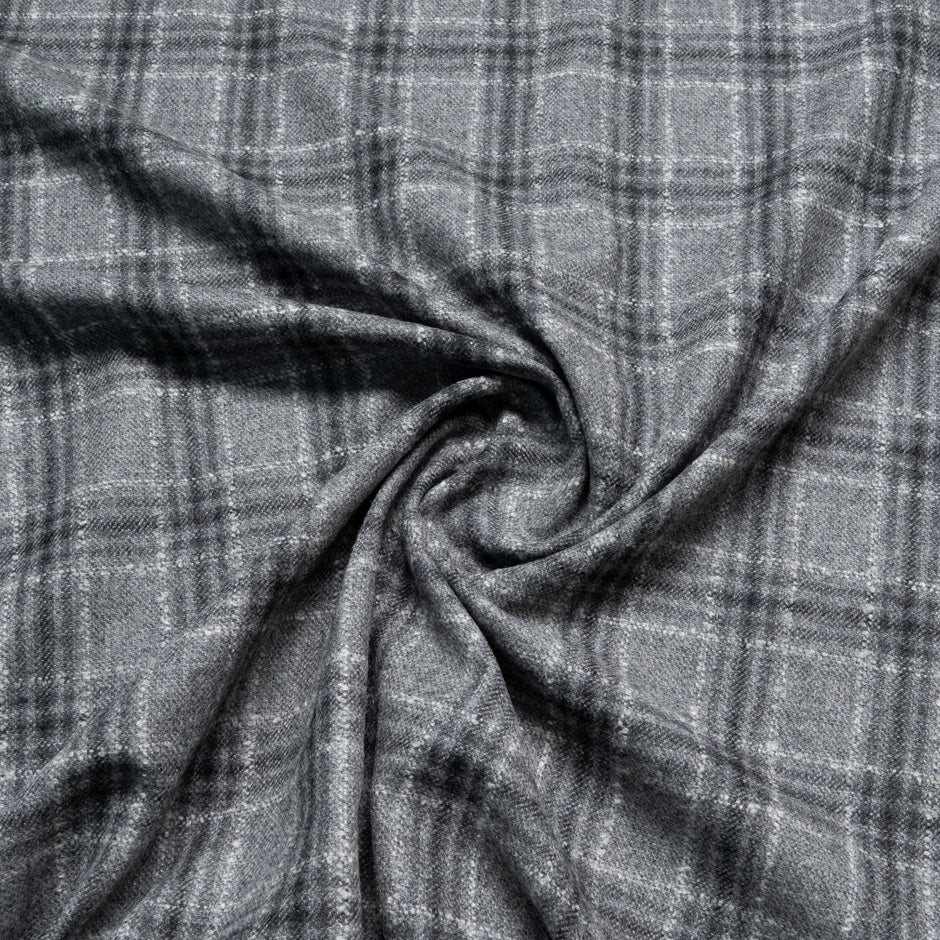 Grey Checkered Wool & Cashmere Blend
