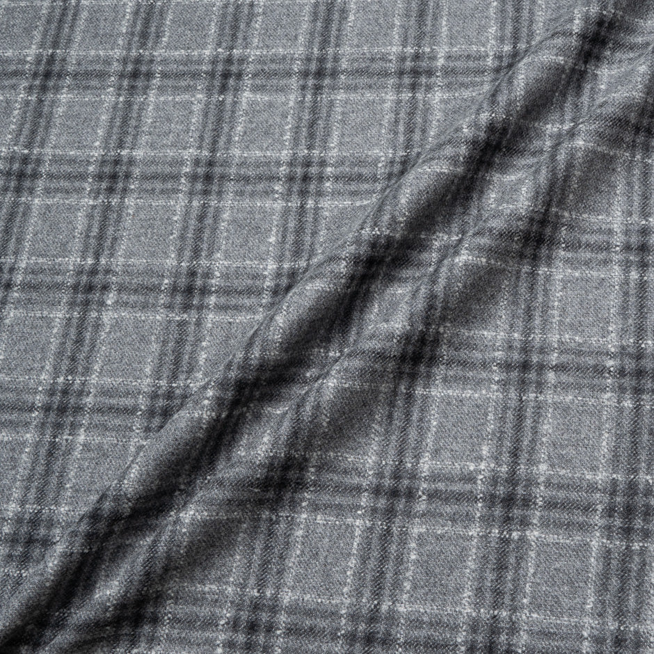 Grey Checkered Wool & Cashmere Blend
